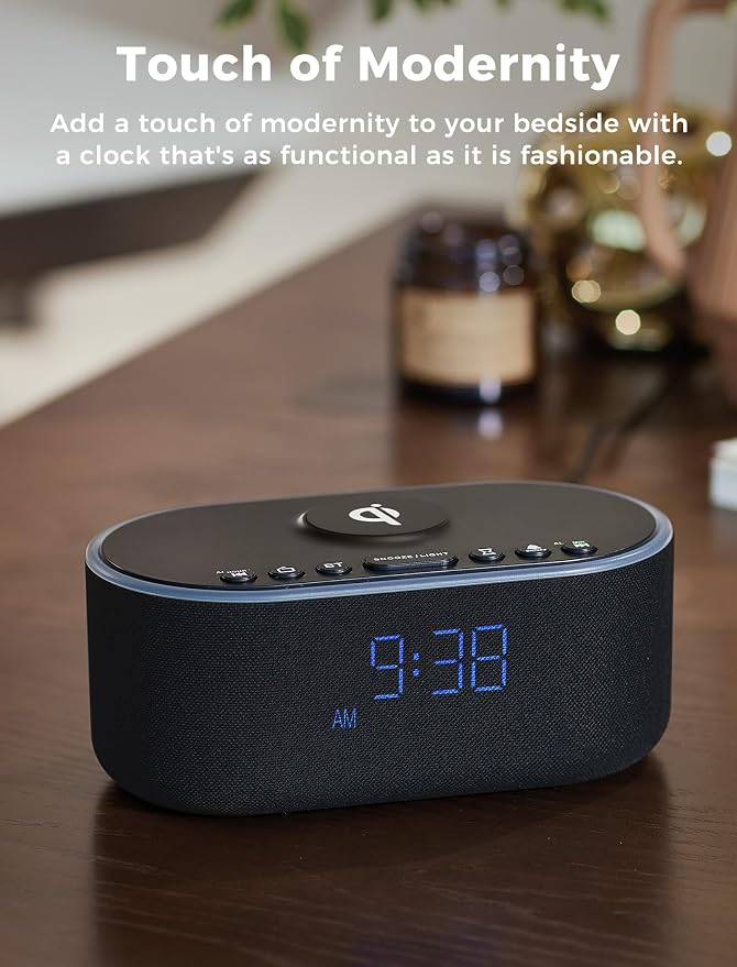 Odokee Qi Certified Wireless Charging Alarm Clock Radio - Image 8