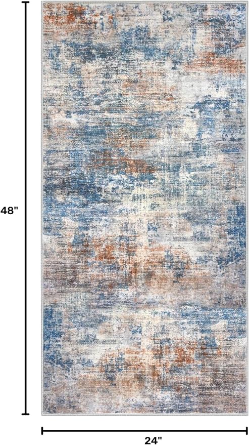 Abstract Runner Rug 2x4 Ft Entryway Rugs Washable Door Mat Indoor Entrance - Image 2