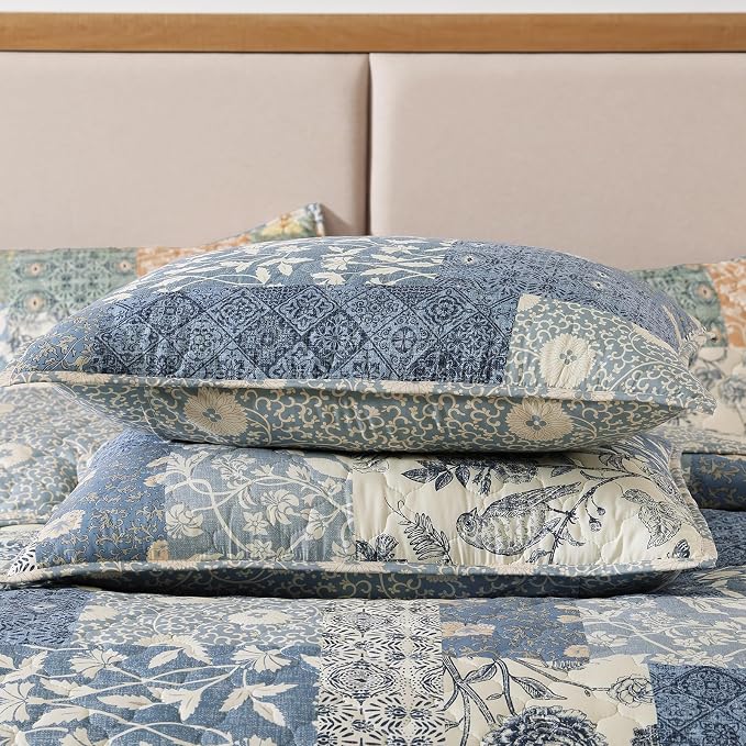 Twin Quilt Set-2 Pieces Soft Twin Bedspread Floral Patchwork Quilt | - Image 5