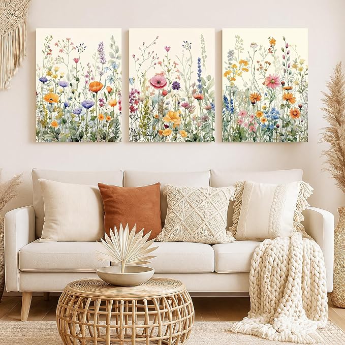 LLEEMPI Framed Colorful Floral Wall Art Set of 3, 12x16 Inch Canvas Prints | - Image 5