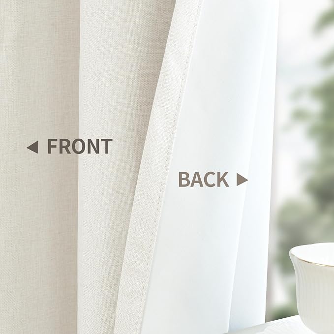 YoungsTex 48 Inch Length Linen Blackout Curtains - Image 6