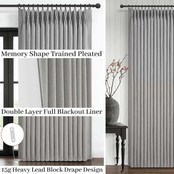 Blackout Light Grey Floor Length Curtains 105 Inches Long - Image 4