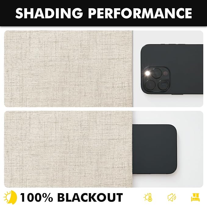 MIULEE 100% Blackout Linen Curtains 42 x 72 Inch Linen Beige 2 Panels | Thermal - Image 7