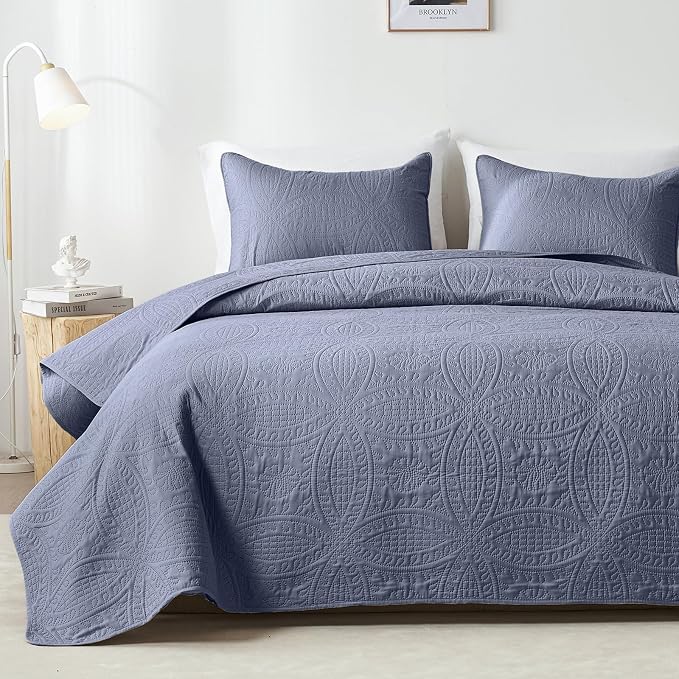 akkialla 118"x106" Bluish Grey California King Quilt Set, Oversized by akkialla