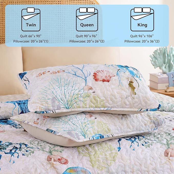 weigelia Coastal Quilt Bedding Set Queen Size - Image 6