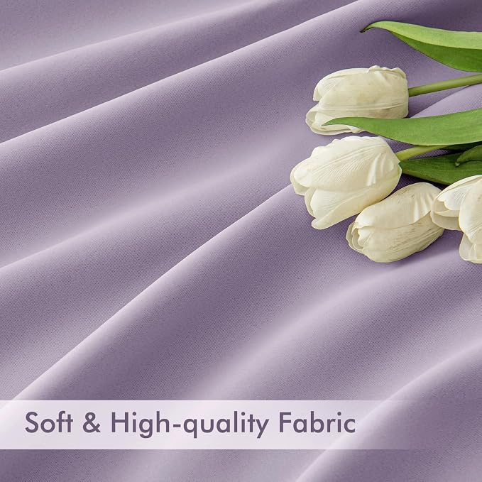 MIULEE Lilac Back Tab Blackout Curtains 52x63 Inches Long 2 Panels Set | Rod - Image 6