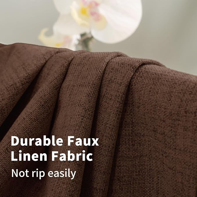 YoungsTex Dark Brown Linen Blackout Curtains 96 Inches Long - Image 5