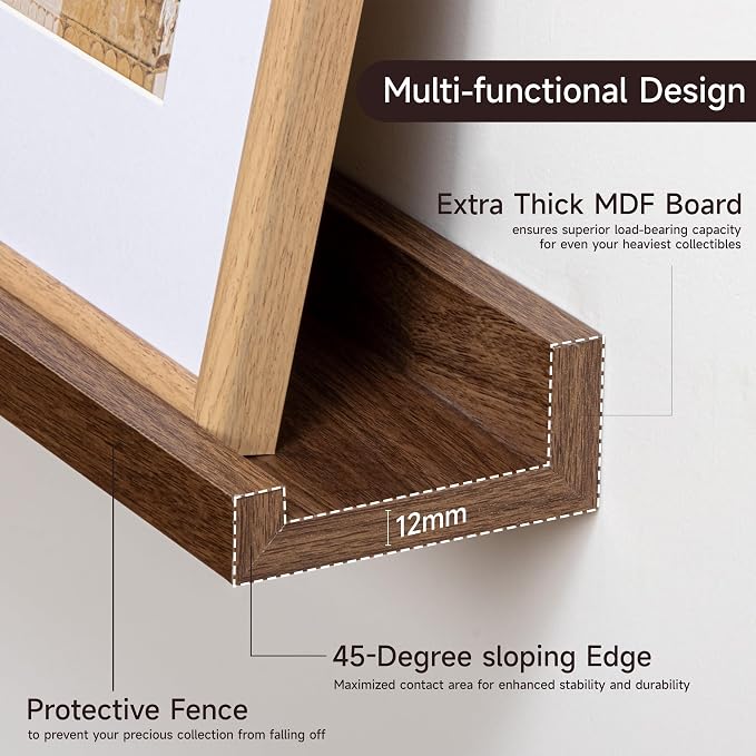 Floating Picture Ledge Shelves for Wall Set of 2, 72 Inches Picture Ledge Shelf - Image 4