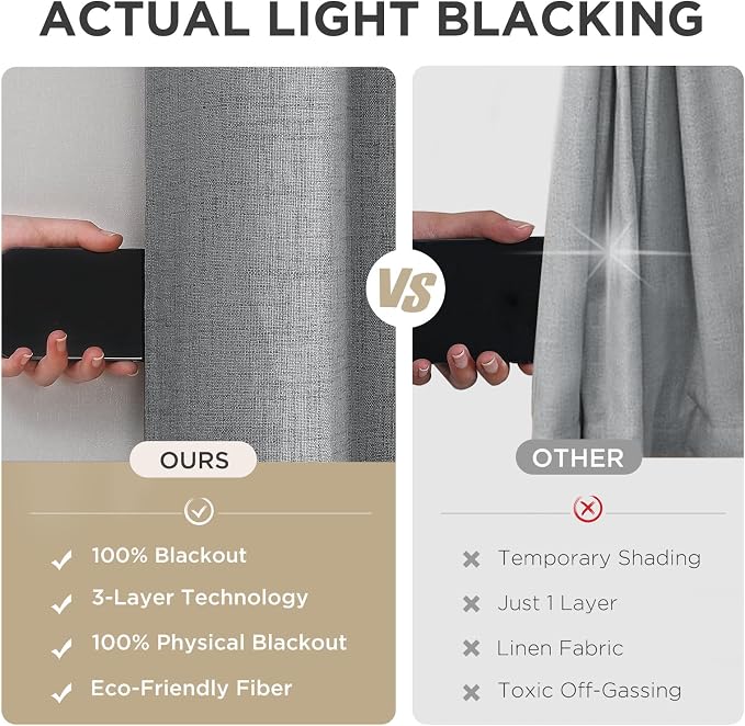 Joydeco Light Grey Blackout Curtains 90 Inches Long, Curtains 90 Inch Length 1 - Image 6
