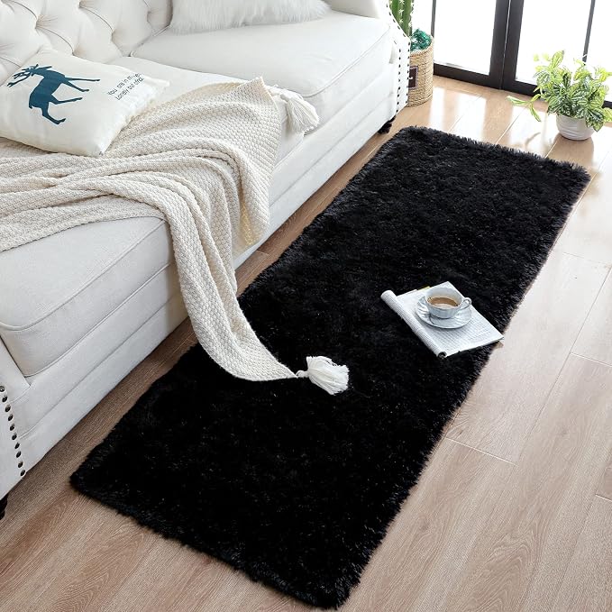 Chicrug Soft Runner Rugs for Bedroom Living Room Plush Fluffy Rug 2x5 | Shag - Image 4