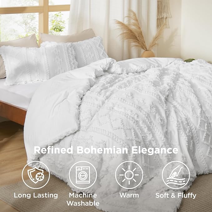 Bedsure Tufted Boho Comforter Set Oversized Queen - Image 4