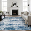 Area Rug Living Room: 8x8 Modern Washable Indoor Soft Carpet Blue | by FXRHLP