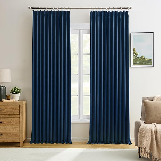 Navy Blackout Curtains 72 Wide x 90 inch Long 2 Panels by KEQIAOSUOCAI