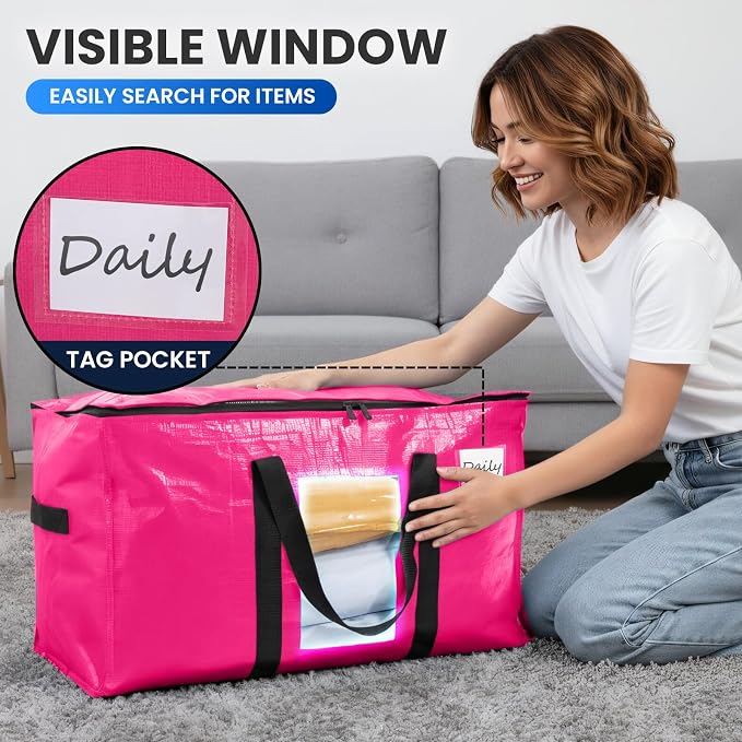 TAILI 8 Pack Pink Extra Large Moving Bags, Storage Bags - Image 5