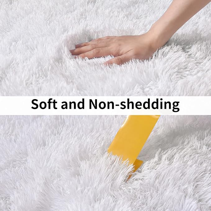 Soft Runner Rugs for Bedroom Hallways, 2x6 White Fluffy Shag Throw Area Rug Non - Image 6
