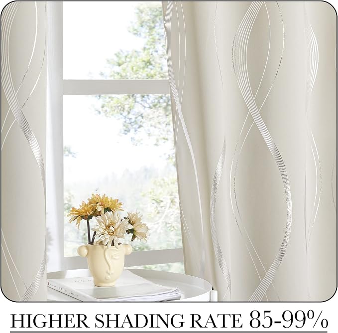 NICETOWN Beige Blackout Curtain Panels 84 inches Long 2 Panels | Thermal - Image 4