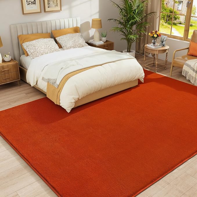 Modern Area Rug for Bedroom Living Room, 5x8 Orange Memory Foam Rug | Thickened - Image 6