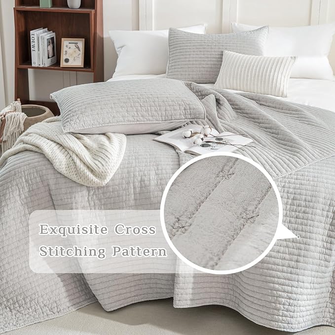 CozyTide Oversized King Quilt 120x120, Stone-Washed Cotton Oversized King - Image 3