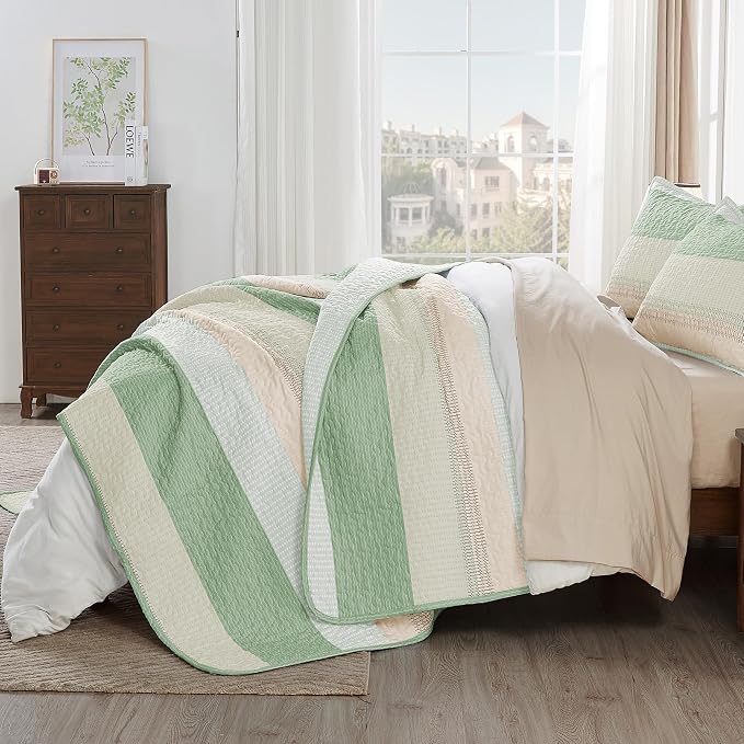 California King Quilt Set Mint Pink, 3 Pieces Bedspreads | Ultra Soft - Image 2