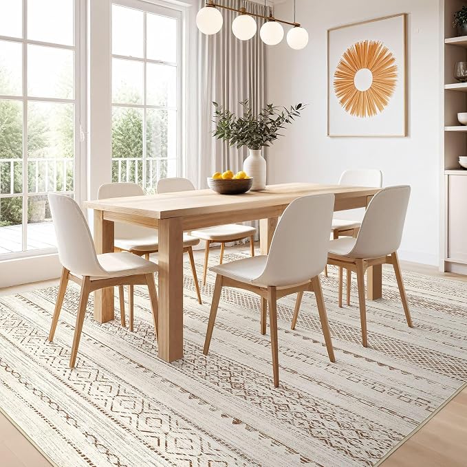 Nakagishi 7x10 Area Rug Living Room: Washable Boho Large Neutral Modern Soft - Image 7