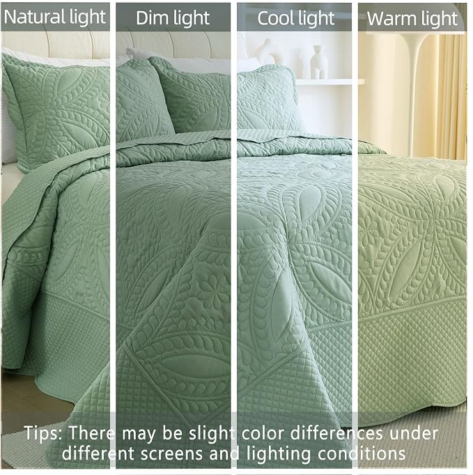 Oversized King Bedspread 114"x102", 3 Pieces California King Quilt Set - Image 5