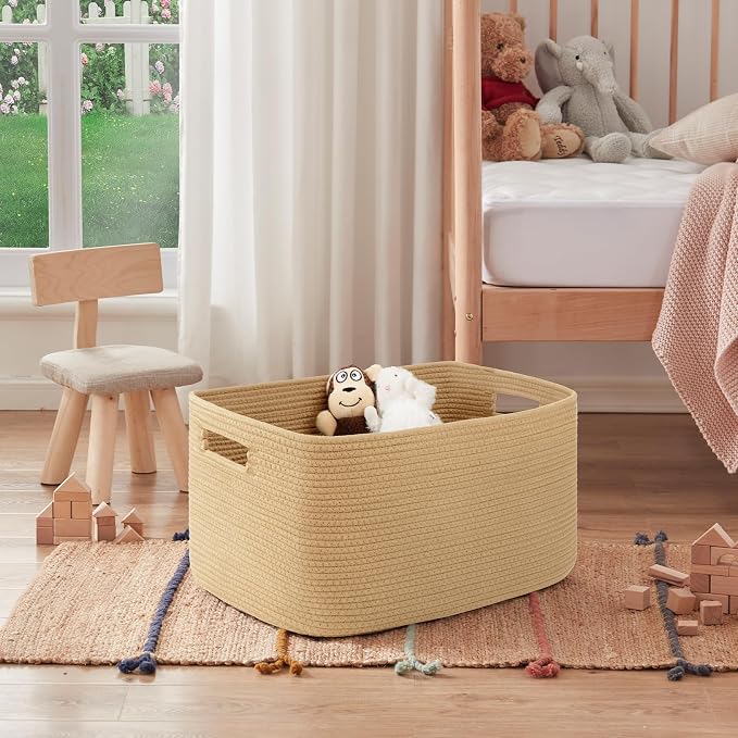OIAHOMY 75L Large Blanket Basket, Woven Cotton Rope Baskets - Image 7