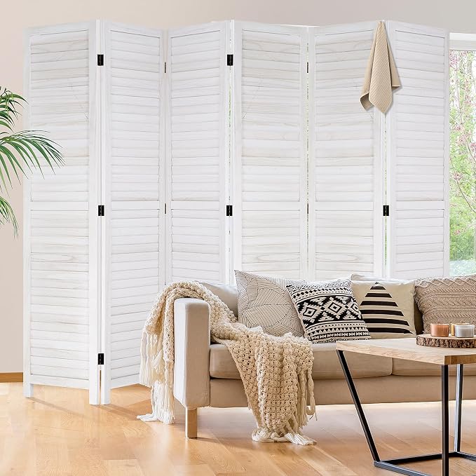 BLKMTY Room Divider 6 Panel Privacy Screen Folding Screen 5.6ft Tall Wood - Image 7