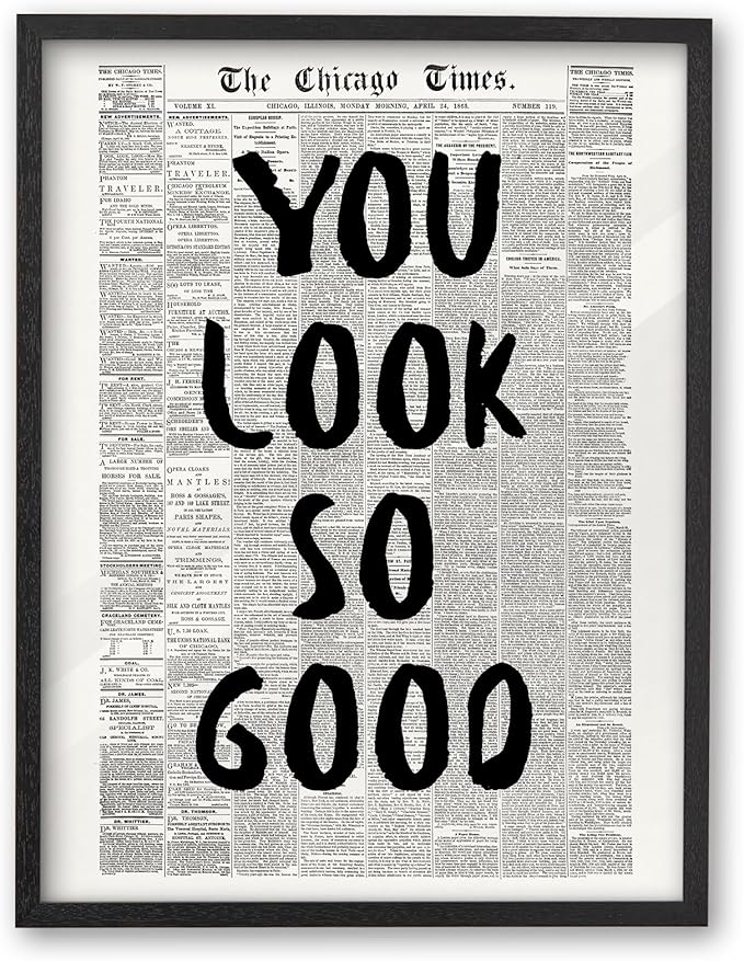 iHery 16x20in You Look So Good Framed Newspaper Inspirational Wall Art | by iHery