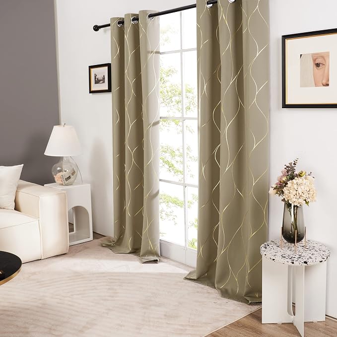 Deconovo Curtains for Living Room, Pattern Blackout Curtains 72 Inches Long | - Image 3
