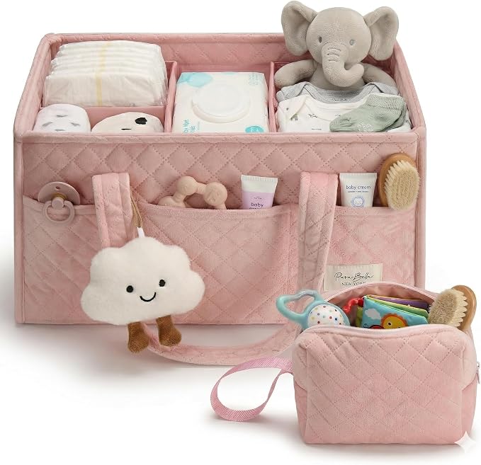 Baby Diaper Caddy Organizer, Baby Basket Shower Gift, Portable Changing Table by PeraBella