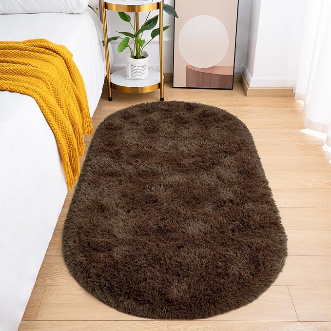 Goideal Fluffy Bedroom Rug, Small Oval Area Rugs, 2.6 x 5.3 Feet by Goideal