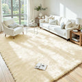 5x7 Fluffy Area Rug for Living Room: Non-Slip Cream White Bedroom Carpet | by Oriannal