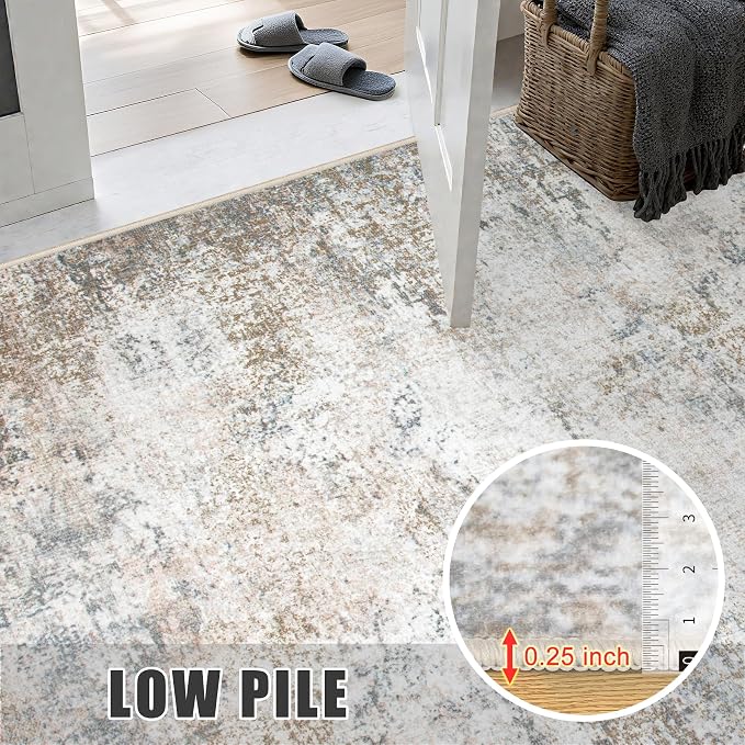 10x12 Area Rug Living Room: Modern Washable Indoor Carpet Brown | - Image 8