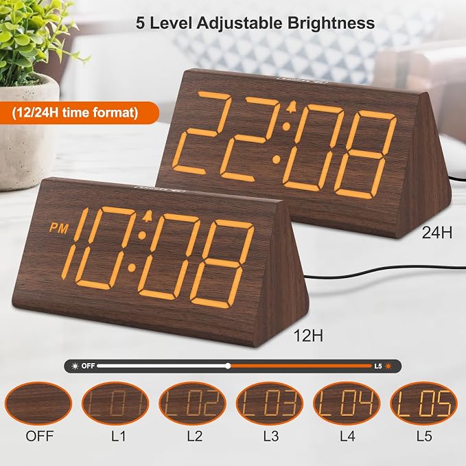 DreamSky Wooden Digital Alarm Clock - Image 4