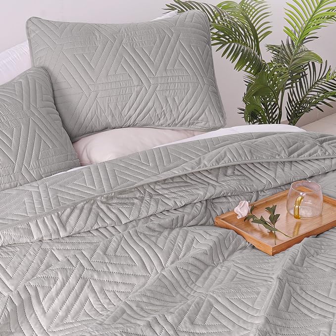 Whale Flotilla Soft Geometric Twin Quilt Set - Image 4