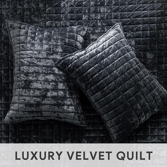 RECYCO Channel Box Stitch Velvet Quilt Set, King Size, Luxury Oversized - Image 5