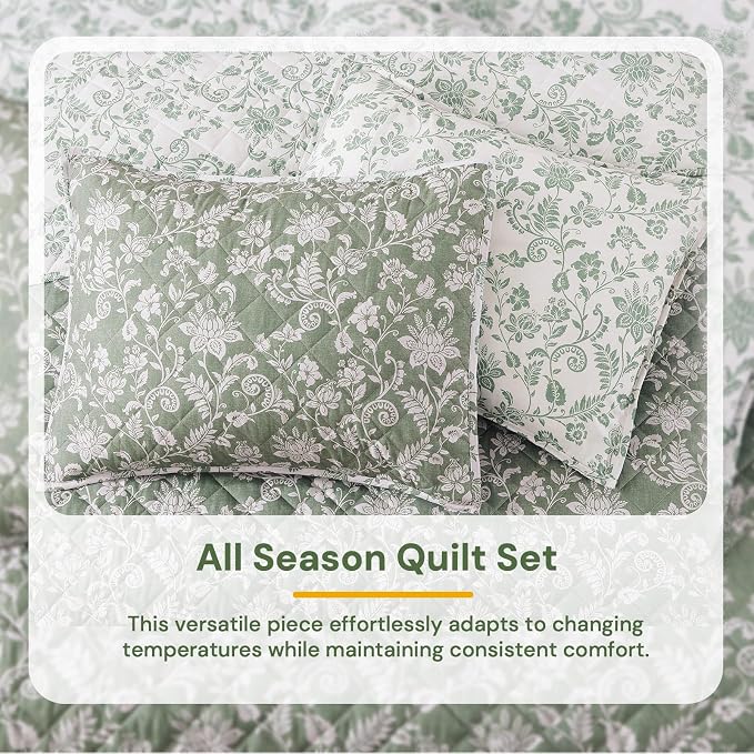 Twin/Twin XL Quilt Set-2 Pieces Soft Bedding Floral Reversible Coverlet | All - Image 5