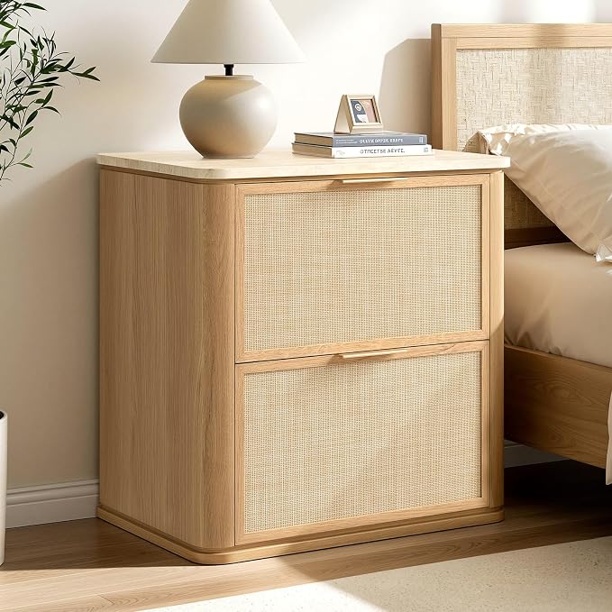 NightStand Set of 2, 23.11" W Rattan Nightstand - Image 3
