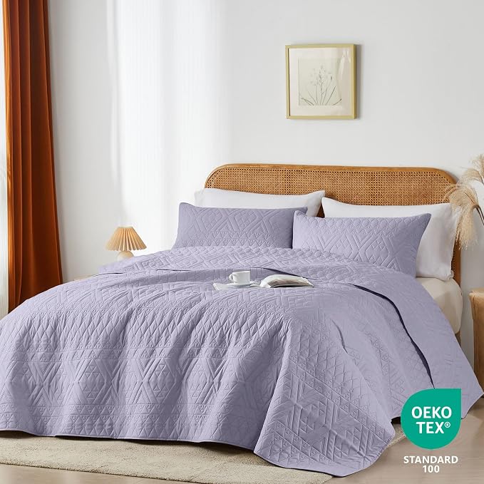 akkialla Twin Size Quilt Bedding Set, Lavender Lightweight Microfiber Soft - Image 2