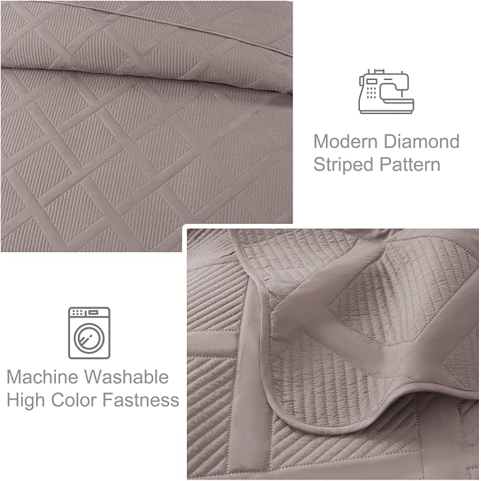 Exclusivo Mezcla Twin Size Quilt Set, Taupe | Soft Bedspreads - Image 5
