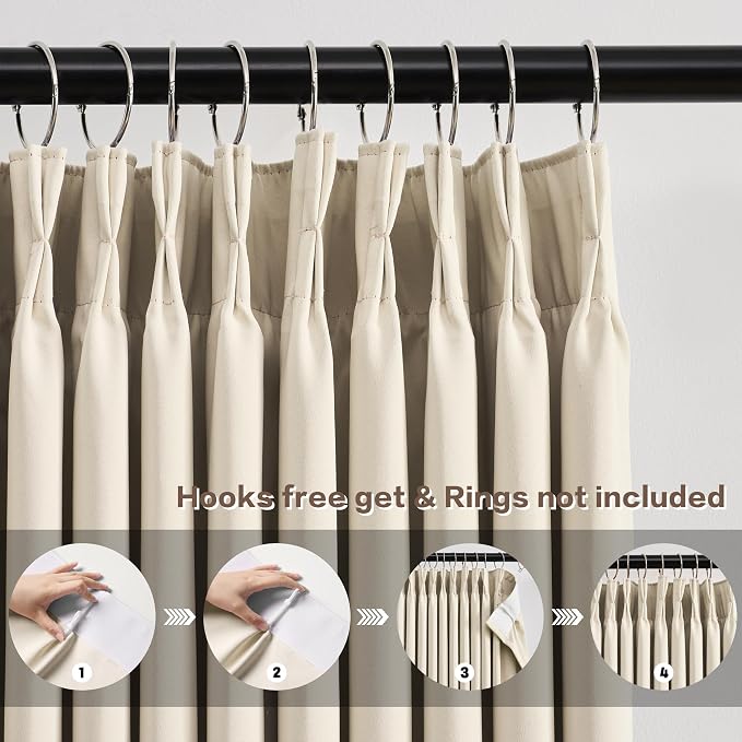 100 Inch Long Pleated Curtains 2 Panels, Memory Trained Pinch Pleat Window - Image 2