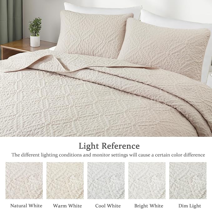 Exclusivo Mezcla California King Quilt Set, Brich Beige | Lightweight Soft - Image 3