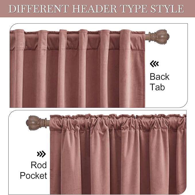 RYB HOME Velvet Curtains 102 inches Long, Extra Long High Ceiling Curtains | - Image 3