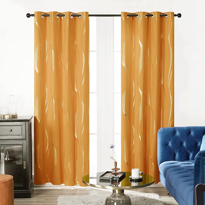 Deconovo Curtains for Living Room, Pattern Blackout Curtains 72 Inches Long | - Image 2