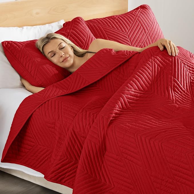 Exclusivo Mezcla Ultrasonic King Quilt Bedding Set, Soft Microfiber, Modern - Image 4
