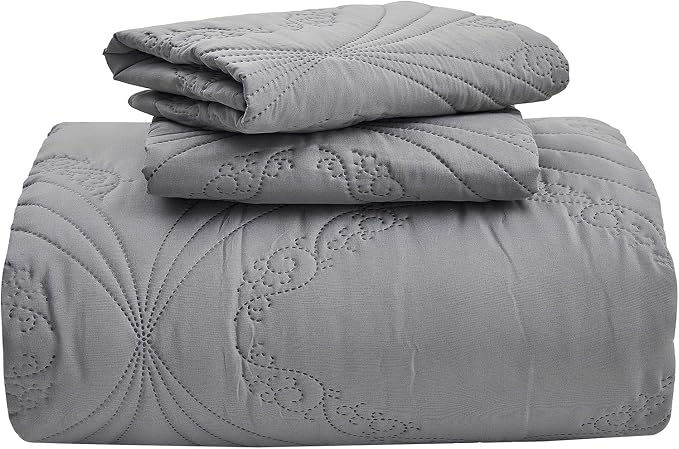 Kingnex Oversized Cal King Bedspreads 120x120 Ultrasonic Quilted Grey | - Image 6