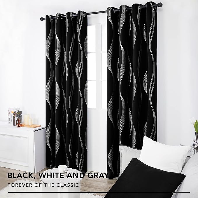 Deconovo Curtains for Living Room, Pattern Blackout Curtains 108 Inch Long | - Image 5