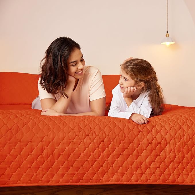 Exclusivo Mezcla Reversible Twin Quilt Bedding Set, Burnt Orange | Lightweight - Image 3