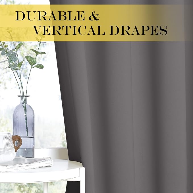 NICETOWN Blackout Grey Curtain 72 inch Length, Grommet Room Darkening Thermal - Image 5