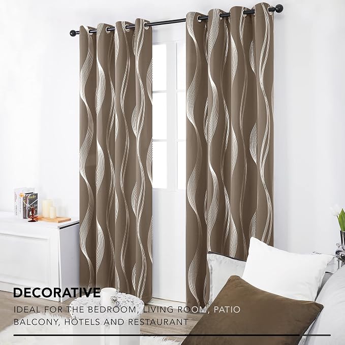 Deconovo Curtains for Living Room, Pattern Blackout Curtains 90 Inches Long | - Image 5